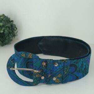 Vintage Paisley Belt in Blue and Green